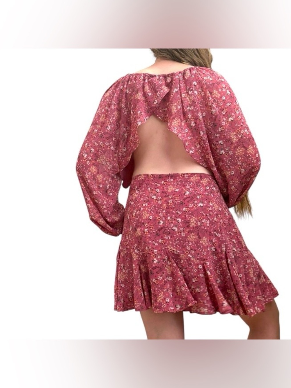Pink floral flutter fit and flare off shoulder sundress flower summer